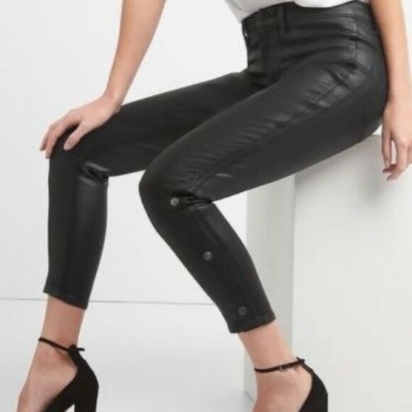 GAP leather look moto crop jeans - Picture 1 of 3